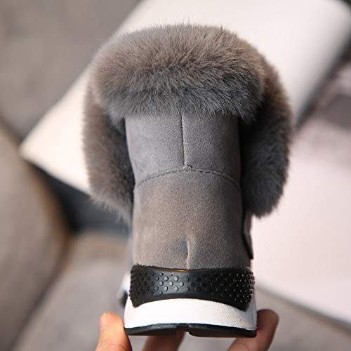 YanHoo Zapatos para niños Botas de Nieve cálidas de Piel de Felpa para niños Botas Cortas Zapatos Niño Piel Rebaño Invierno Botín Zapatos de Nieve cálida Botas Zapatos de otoño e Invierno