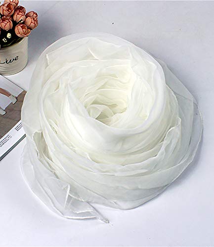 YAOMEI Mujer Bufanda Chales Estolas Gasa, Mujer Mantón Estolas Fulares Bufanda Pañuelo bodas nupcial bridemaids Ropa de noche partido (76.8 * 43.3 pulgadas (195cm * 110cm), Blanco)