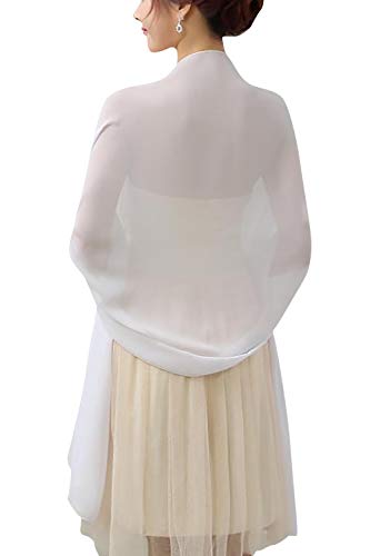 YAOMEI Mujer Bufanda Chales Estolas Gasa, Mujer Mantón Estolas Fulares Bufanda Pañuelo bodas nupcial bridemaids Ropa de noche partido (76.8 * 43.3 pulgadas (195cm * 110cm), Blanco)