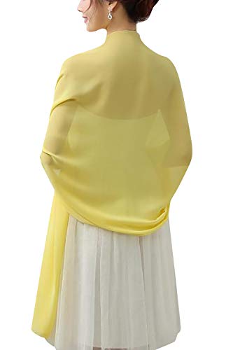 YAOMEI Mujer Bufanda Chales Estolas Gasa, Mujer Mantón Estolas Fulares Bufanda Pañuelo bodas nupcial bridemaids Ropa de noche partido (76.8 * 43.3 pulgadas (195cm * 110cm), Amarillo)