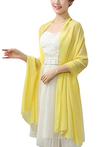 YAOMEI Mujer Bufanda Chales Estolas Gasa, Mujer Mantón Estolas Fulares Bufanda Pañuelo bodas nupcial bridemaids Ropa de noche partido (76.8 * 43.3 pulgadas (195cm * 110cm), Amarillo)