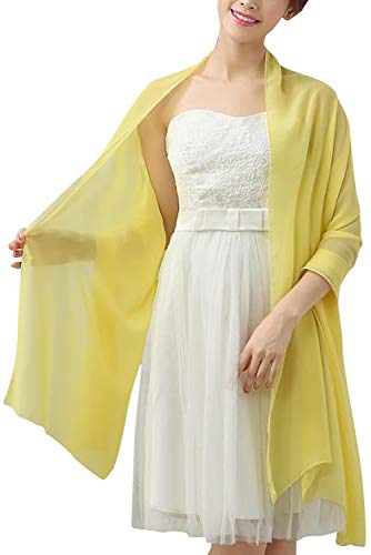 YAOMEI Mujer Bufanda Chales Estolas Gasa, Mujer Mantón Estolas Fulares Bufanda Pañuelo bodas nupcial bridemaids Ropa de noche partido (76.8 * 43.3 pulgadas (195cm * 110cm), Amarillo)