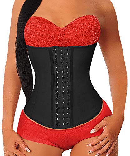 YIANNA Mujer Fajas Reductoras Corsé Waist Trainer Corset Reductor Adelgazante Bustiers de Cinturón Formación Negro, U37G Size 4XL