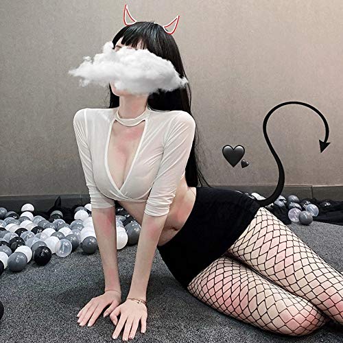 YINSHENG Disfraz de Cosplay Sexy para Mujer, Ropa con sensación de Internet Caliente, Medias de Rejilla para Mujer eróticas, Tirantes, Medias elásticas, Bolso Negro, Uniforme de Oficina, tentaci