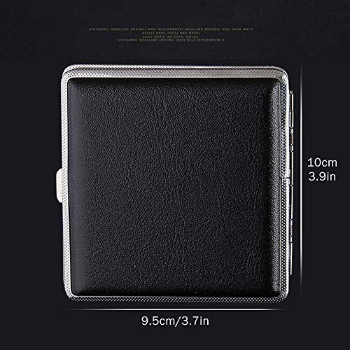 Yisika Estuche de Cuero para Cigarrillos,Caja de Cigarrillos,Estuche de Almacenamiento de Cigarrillos 2 Piezas Marco de Metal Exquisito y Portátil con Capacidad para 20 Cigarrillos (Negro, Marrón)