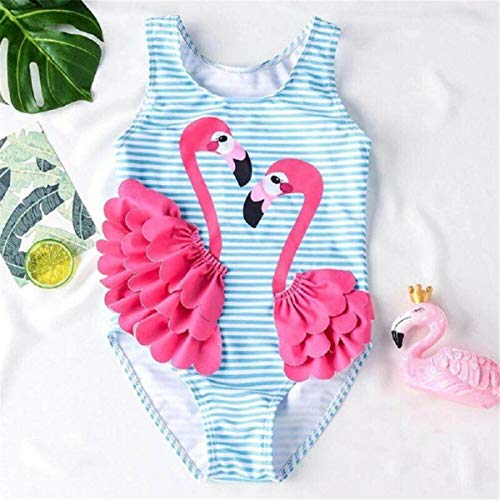 YJIUAS Lindo niño bebé niña Flamenco Traje de baño Bikini Bikini sin Mangas Traje de baño a Rayas Blue 6 To 12months