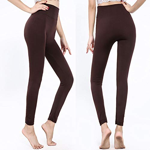 Yulaixuan Mujer 2 Pares Medias Opacas térmicas de Talla Grande Pantimedias Forradas de vellón de Invierno Cintura Alta Gruesa Pantalones cálidos Leggings sin pies sin (Vino Tinto y Cafe, Talla Extra)