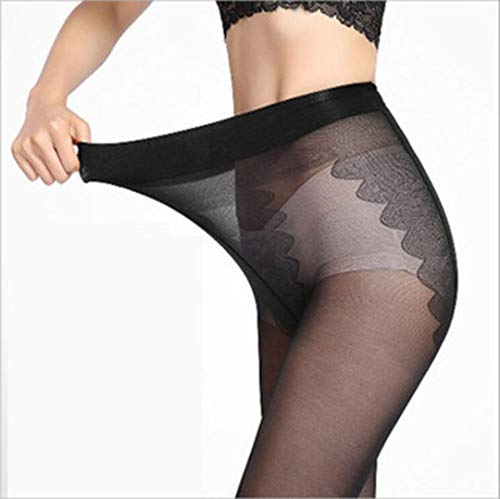 Yulaixuan pantimedias para mujer 4 pares entrepierna de mariposa 15 denier medias transparentes de longitud completa Medias reforzadas (talla grande 2 piel y 2 negro)