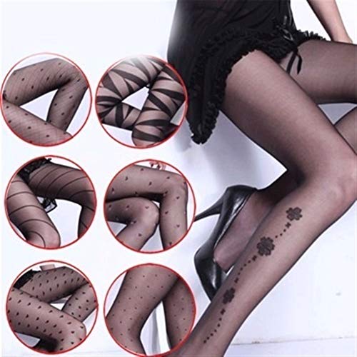 YUNGYE Medias De Las Mujeres Del Pequeño Clásico Del Lunar De Las Medias De Seda Fina Señora De Imitación De Época Tatuaje Medias De Las Medias Mujer Calcetería (Color : BlackHeart, Size : One size)