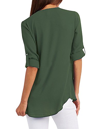 Yuson Girl Camisas Mujer Nuevo Blusas para Mujer Vaquera Sexy Gasa Tops Camisetas Mujer Cremallera Manga Corta Blusas (Verde, XXL)