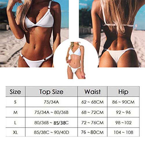 Yutdeng 2021 Verano Conjuntos de Bikinis para Mujer Traje de Baño Triángulo Mujer 2 Piezas Push Up con Relleno Sexy Tanga Brasileño Bikini Color Sólido Playa Natacion