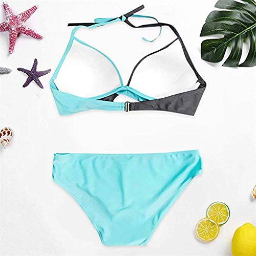 Yutdeng Mujer Cross Bicolor Bikini Dos Piezas Establece Empuja Push up con Relleno Traje de baño Brasileños Ropa de Playa Tanga Zweiteiliger Bikini Set Triangel Gedruckt Mid-Taille