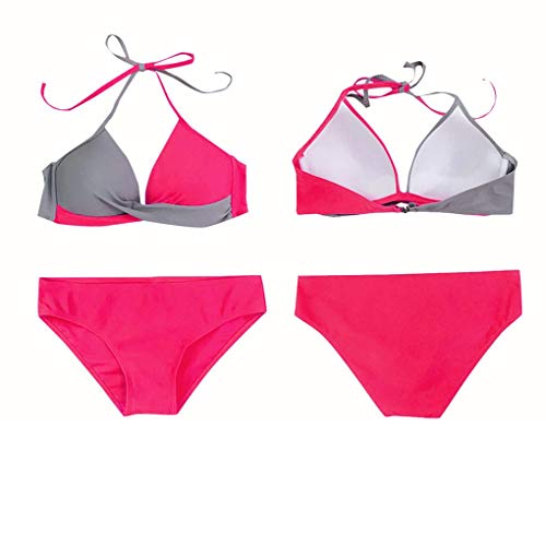 Yutdeng Mujer Cross Bicolor Bikini Dos Piezas Establece Empuja Push up con Relleno Traje de baño Brasileños Ropa de Playa Tanga Zweiteiliger Bikini Set Triangel Gedruckt Mid-Taille