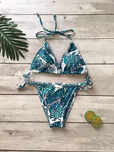 YutdengTraje de Baño Mujer Brasileños Bikini de Tiras con Estampado de Triángulo Sexy Tanga Bikinis Mujer de Dos Piezas Bañador