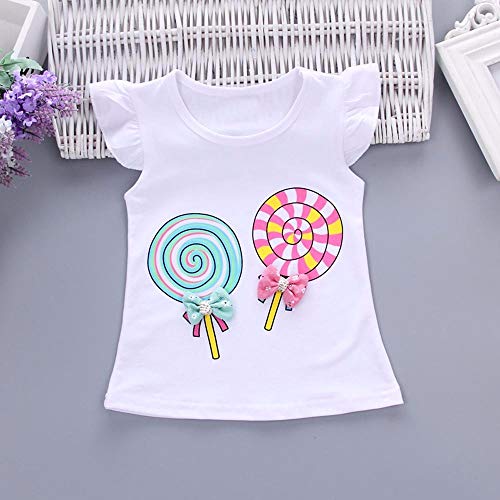 YWLINK 2 UNIDS Trajes De AlgodóN para NiñOs PequeñOs NiñOs BebéS Lolly T-Shirt Tops + Pantalones Cortos Conjunto De Ropa Elegante Estilo Dulce Lindo Bowknot DecoracióN