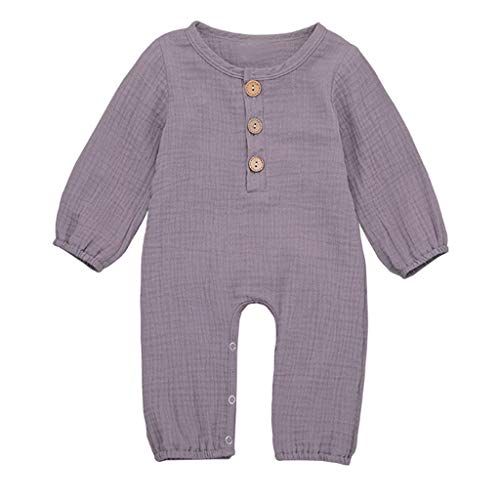 YWLINK Mono De OtoñO para NiñOs Mezcla De AlgodóN Manga Larga Color Liso Mameluco Moda Casual Ropa De NiñOs Bautismo Bebe Primer Regalo CumpleañOs Deportes Pijamas Comodos(Púrpura,18-24 meses/100)