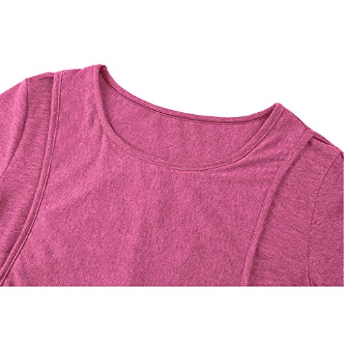 YWLINK Ocio Y Confort Verano Color SóLido Cuello Redondo Mujeres Maternidad Manga Corta Lactancia Bebé Lactancia Camiseta Embarazadas Tops Gris Rojo S-XXL