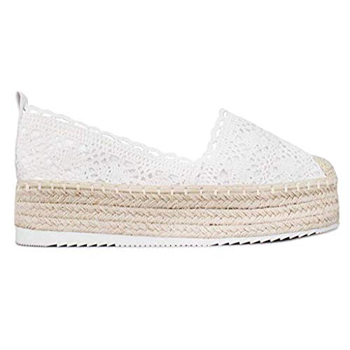 YWLINK Plataforma Hueca para Mujer Zapatos Casuales Color SóLido Transpirable CuñA Alpargatas Antideslizante CóModo Zapatos Romanos Bohemia TamañO Grande Fiesta Deportes Al Aire Libre(Blanco,40EU)