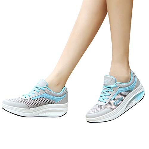 YWLINK Zapatillas De Deporte Transpirables Malla Moda para Mujer Zapatos Ocasionales Zapatillas Estudiantes Fondo Grueso Fiesta De CumpleañOs Corriendo Ciclismo Antideslizante Regalo(Azul,41EU)