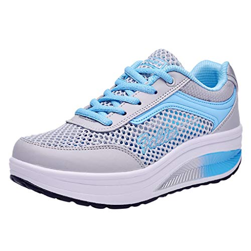 YWLINK Zapatillas De Deporte Transpirables Malla Moda para Mujer Zapatos Ocasionales Zapatillas Estudiantes Fondo Grueso Fiesta De CumpleañOs Corriendo Ciclismo Antideslizante Regalo(Azul,41EU)