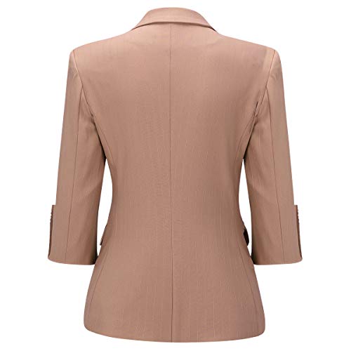 YYNUDA Chaqueta de mujer Blazer de manga 3/4, ajustada, elegante, a rayas, para verano naranja 42