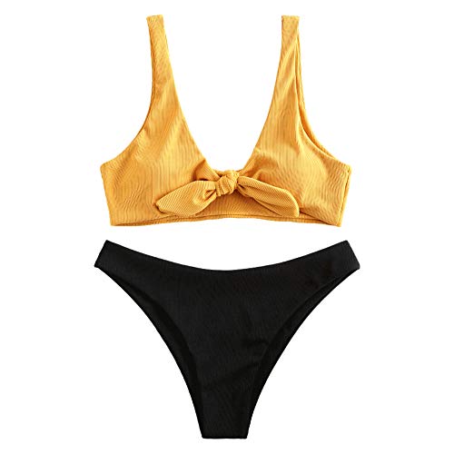 ZAFUL Conjunto de bikini brasileño acolchado para mujer amarillo-1 M