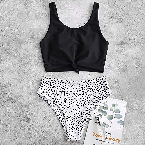 ZAFUL Tankini Traje de Baño con Relleno Takini Talla Grande Pantalones Dos Piezas para Mujer 2019 (Negro, XXL)