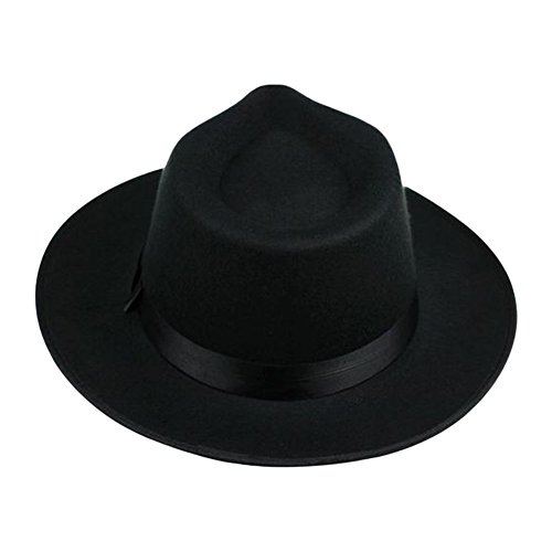 Zantec Sombrero Fedora de Fieltro de Lana Unisex Sombrero Ancho de Jazz de Fedora de ala Ancha para Hombre de 58-60 cm