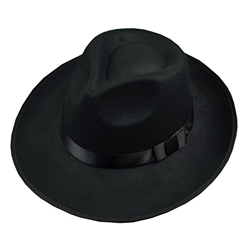 Zantec Sombrero Fedora de Fieltro de Lana Unisex Sombrero Ancho de Jazz de Fedora de ala Ancha para Hombre de 58-60 cm