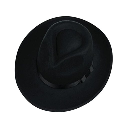 Zantec Sombrero Fedora de Fieltro de Lana Unisex Sombrero Ancho de Jazz de Fedora de ala Ancha para Hombre de 58-60 cm