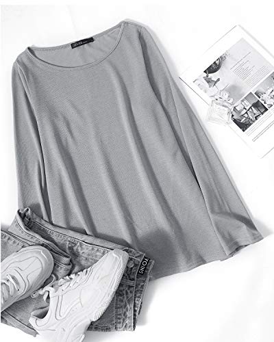 ZANZEA Mujer Camisetas Holgada Cardigan Manga Larga Suelta Blusa Jersey Pullover Casual Tops Gris L