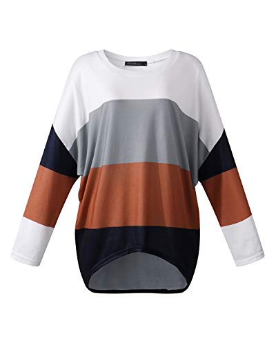 ZANZEA Mujeres Jerseys Irregular Manga Larga Raya Camiseta Baggy Jumper Pullover Casual Tops Suéter Suelta como Picture1 M