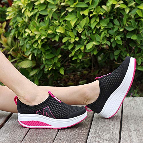 Zapatillas de Deportivos de Running para Mujer Malla Transpirable Pendiente con Suela Gruesa para Aumentar los Zapatos Casuales Running Fitness Sneakers Zapatos Mecedora riou