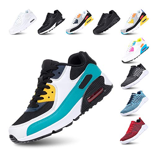 Zapatillas de Running para Hombre Mujer Ligero Correr Air Atléticos Sneakers Comodos Fitness Deportes Calzado Verde 42