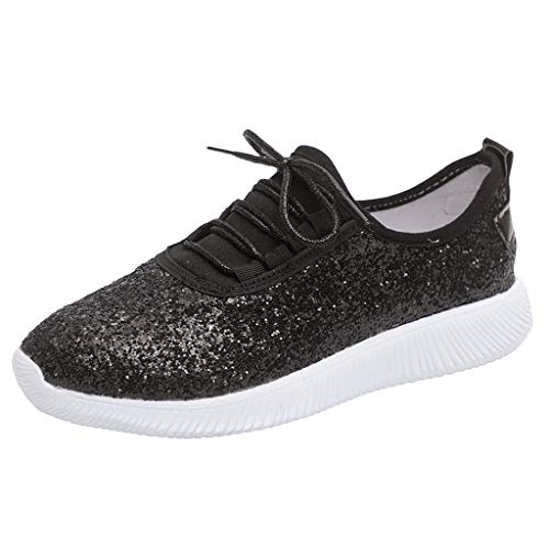 Zapatillas Deportivas Running Mujer de Correr con Cordones y Fondo Suave con Lentejuelas y Lentejuelas Zapatos Casual Ligero y Comodo Athletic Respirabl Sneakers riou