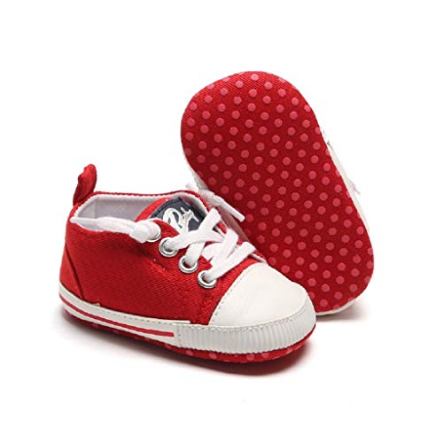 Zapatos para bebé Auxma La Zapatilla de Deporte Antideslizante del Zapato de Lona de la Zapatilla de Deporte para 3-6 6-12 12-18 M (3-6 M, Rojo)