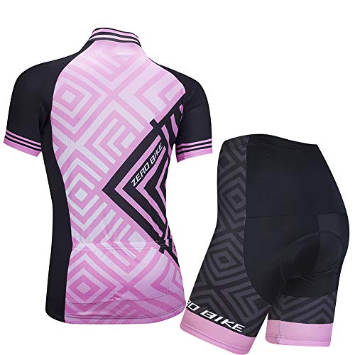 ZEROBIKE Kit de Manga Corta Jersey de Ciclo Bici del Camino para Mujer, Conjunto Ropa Al Aire Libre Transpiración para La Bicicleta(Degradado Púrpura, S)