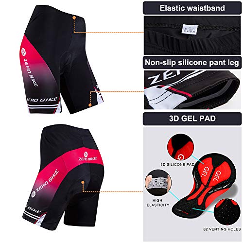 ZEROBIKE Kit de Manga Corta Jersey de Ciclo Bici del Camino para Mujer, Conjunto Ropa Al Aire Libre Transpiración para La Bicicleta(Red Negra, L)