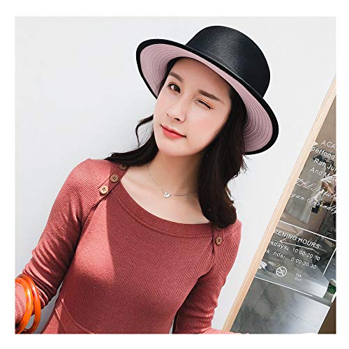 Zhanying Sombreros de Copa Plana Gorros Mujer Sombreros 2018 Mujer Otoño Invierno Sombreros Sombreros Brim Volver Color Patchwork (Color : Rosado, tamaño : 56-58CM)