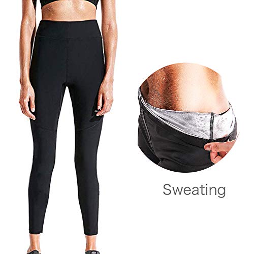 ZHENROG Pantalones para Adelgazar, Mallas Deportivas Mujer, Pantalón de Sudoración Adelgazantes, Leggins Anticeluliticos Fitness, Mallas Termicas de Neopreno para Deporte (L)