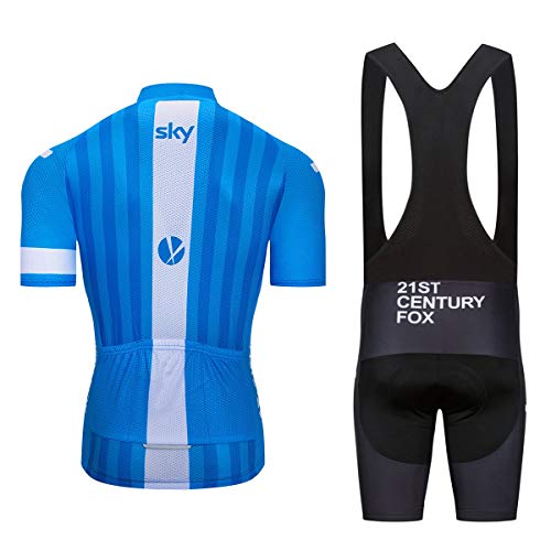 ZHLCYCL Conjunto Ropa Equipacion, Ciclismo Maillot y Culotte Pantalones Cortos con 5D Gel Pad para Verano Deportes al Aire Libre Ciclo Bicicleta, SK-1BLUE, L