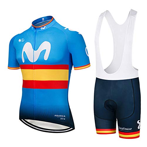 ZHLCYCL Traje Ciclismo Hombre, Maillot Ciclismo y Culotte Ciclismo con 5D Gel Pad para Verano Deportes al Aire Libre Ciclo Bicicleta, MOV-Yellow, XXL