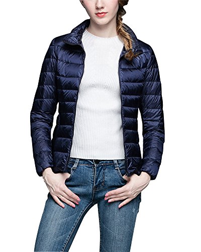 ZhuiKun Chaqueta Portátil de Plumón Ligero Cremallera Abrigo de Plumas Parka para Mujer Armada M