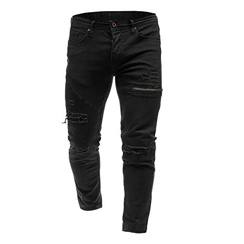 ZODOF Pantalones Hombre,Pantalones Vaqueros Hombres Rotos Pitillo Originales Slim Fit Skinny Pantalones Casuales Elasticos Agujero Pantalón Personalidad