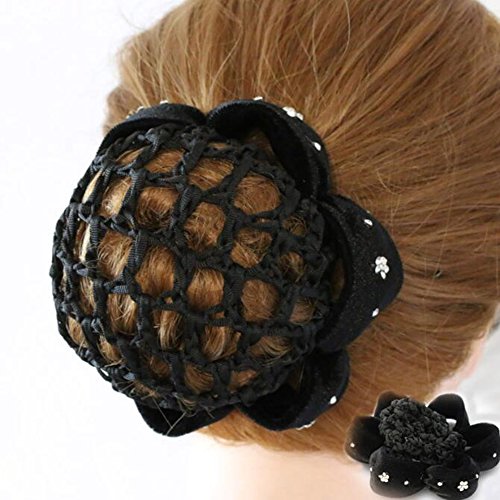 1 pieza negro mujeres moño cubierta Snood ballet danza lunares pelo redecilla accesorios para el pelo