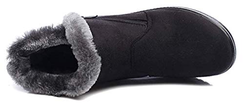 2020 Zapatos Invierno Mujer Botas de Nieve Casual Calzado Piel Forradas Calientes Planas Outdoor Boots Antideslizante Zapatillas para Mujer EU36/fabricante 235,Negro