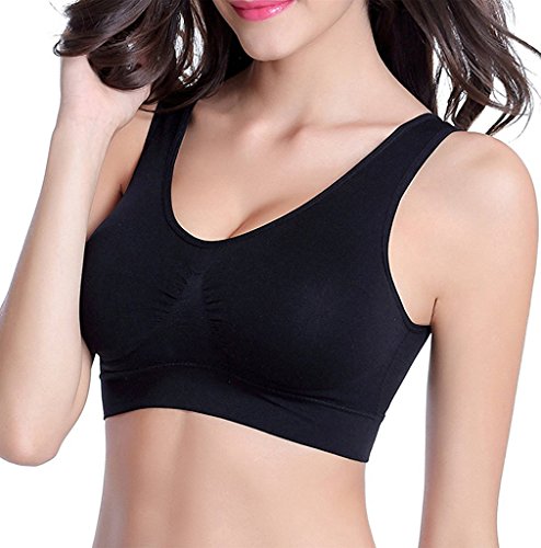 3 Piezas Sujetador Deportivo para Mujeres Sin Costuras Yoga Racerback Top con Almohadillas Extraíbles Ultimate Corriendo Gimnasio Ropa (2XL: 42/44, Desnudo&Negro&Blanco)