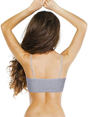 3 Sujetadores de Tubo de Cuello V Camisola con Relleno sin Costura Bandeau Sujetador Deportivo Sujetador de Dormir con Tirantes Elásticos (Negro, Blanco, Gris, S-M)