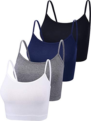 4 Piezas de Camisolas Básicas Camistas sin Mangas Deportivas de Racerback para Mujeres (Color Set 3, Medium)