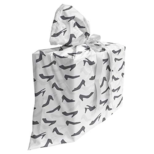 ABAKUHAUS Tacones altos Bolsa de Regalo para Baby Shower, Zapatos mujer simplista, Tela Estampada con 3 Moños Reutilizable, 70 cm x 80 cm, Gris carbón gris pálido